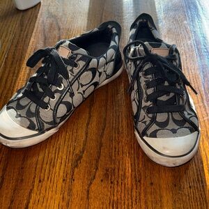 Black and gray Coach sneakers